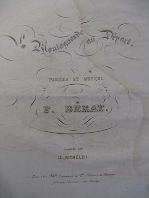 Seller image for BRAT Frdric La Montagnarde Piano Chant ca1830 for sale by partitions-anciennes