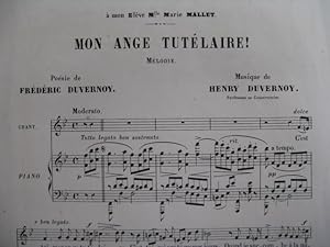 Seller image for DUVERNOY Henry Mon Ange Tutlaire Chant Piano 1876 for sale by partitions-anciennes