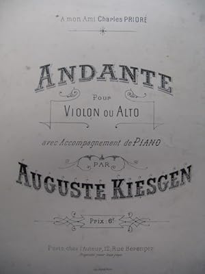 KIESGEN Auguste Andante Dédicace Alto Violon Piano