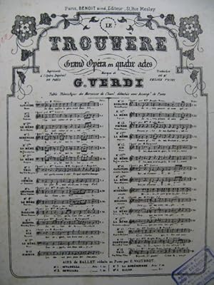 Immagine del venditore per VERDI G. Le Trouvre Romance Chant Piano ca1860 venduto da partitions-anciennes