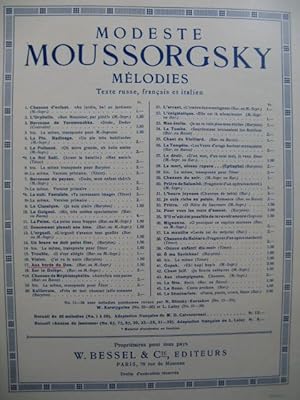 Seller image for MOUSSORGSKY M. Aux bords du Don Chant Piano 1911 for sale by partitions-anciennes
