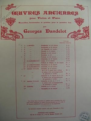 VIVALDI Antonio Concerto op 3 No 11 2 Violons Piano