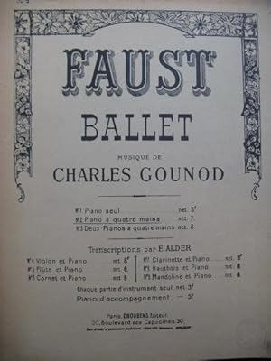 GOUNOD Charles Faust Ballet pour Piano 4 mains 1929