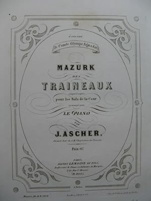 Image du vendeur pour ASCHER J. Mazurk des Traineaux Piano XIXe sicle mis en vente par partitions-anciennes