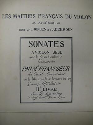 FRANCOEUR François Sonate Sol Violon Piano 1905