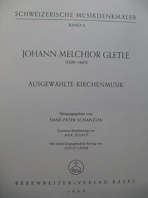 GLETLE Johann Melchior Ausgewählte Kirchenmusik Chant Orchestre 1959