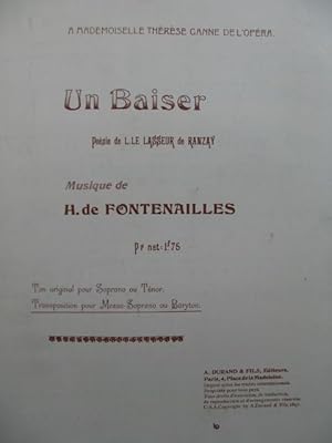 DE FONTENAILLES H. Un Baiser Chant Piano 1897