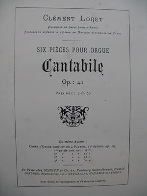 LORET Clément Cantabile Orgue ca1900