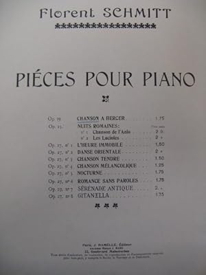 Image du vendeur pour SCHMITT Florent Chanson  Bercer Piano mis en vente par partitions-anciennes