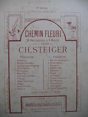 Bild des Verkufers fr STEIGER Ch. Chemin Fleuri 12 Pieces Piano 4 mains 1900 zum Verkauf von partitions-anciennes