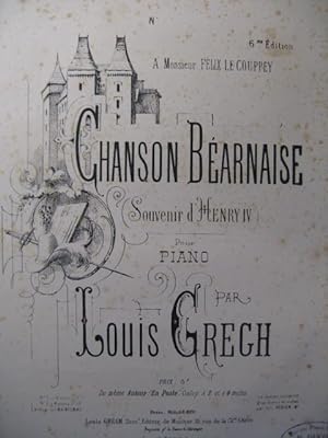 Seller image for GREGH Louis Chanson Barnaise Piano 1873 for sale by partitions-anciennes