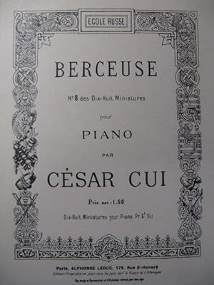 Imagen del vendedor de CUI Csar Berceuse No 8 Piano a la venta por partitions-anciennes