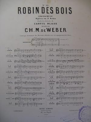 Seller image for WEBER Robin des Bois No 13 Prire Chant Piano ca1875 for sale by partitions-anciennes