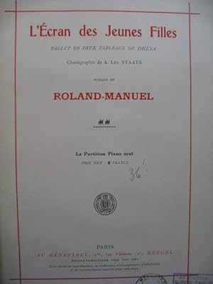 ROLAND MANUEL L'Ecran des Jeunes Filles Ballet Piano seul 1929