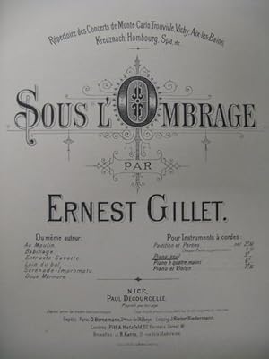 Seller image for GILLET Ernest Sous l'Ombrage Piano 1895 for sale by partitions-anciennes