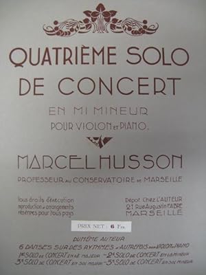 HUSSON Marcel 4ème Solo de Concert Dédicace Violon Piano