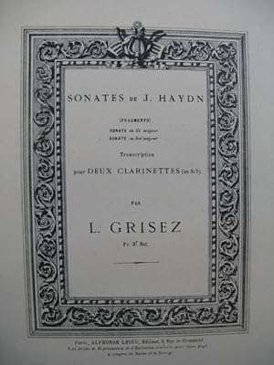 HAYDN Joseph Sonates pour 2 Clarinettes ca1901