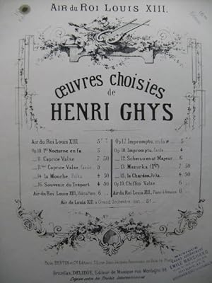 Seller image for GHYS Henri Air du Roi Louis XIII Piano XIXe sicle for sale by partitions-anciennes