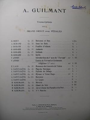 D'INDY Vincent Entrée de Fervaal A. Guilmant Orgue 1900