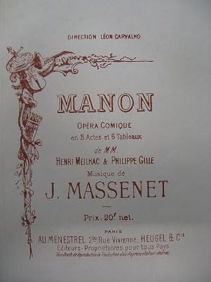 Seller image for MASSENET Jules Manon 1891 Opra for sale by partitions-anciennes