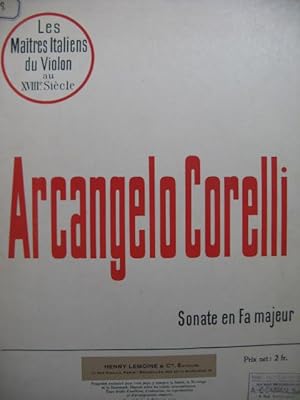 CORELLI Arcangelo Sonate en Fa Majeur Violon Piano 1913