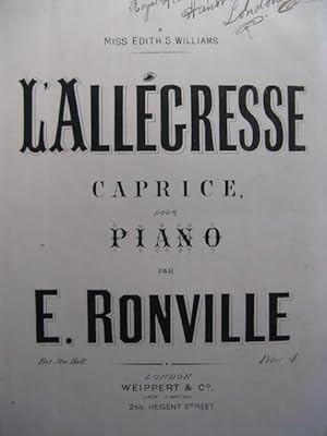 RONVILLE E. L'Allégresse Piano XIXe