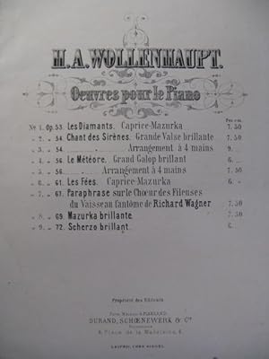 Seller image for WOLLENHAUPT H. A. Scherzo Brillant Piano 1868 for sale by partitions-anciennes