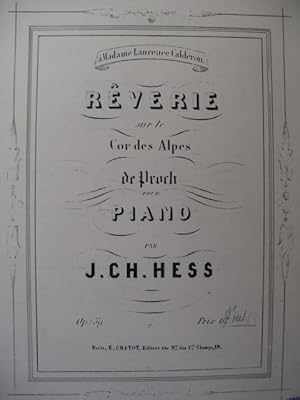 Seller image for HESS J. Ch. Le Cor des Alpes de Proch Piano XIXe for sale by partitions-anciennes