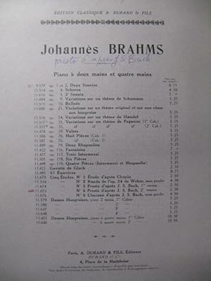 Immagine del venditore per BRAHMS Johannes Presto d'aprs Bach Piano 1929 venduto da partitions-anciennes