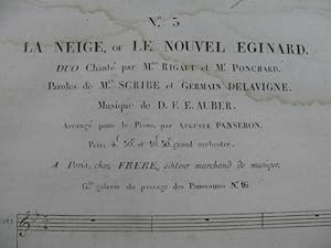 Seller image for AUBER D. F. E. La Neige ou Le Nouvel Eginard No 3 Chant Piano ou Harpe ca1825 for sale by partitions-anciennes