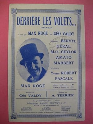 Imagen del vendedor de Derrire les volets (Valdy/Terrier) par Max Rog 1924 a la venta por partitions-anciennes