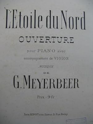 Imagen del vendedor de MEYERBEER G. L'toile du Nord Ouverture Violon Piano ca1850 a la venta por partitions-anciennes