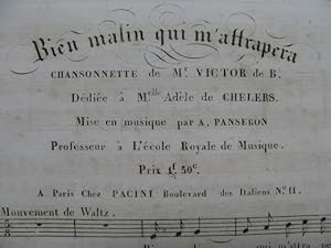 Imagen del vendedor de PANSERON Auguste Bien Malin qui m'attrapera Chant Piano ca1820 a la venta por partitions-anciennes