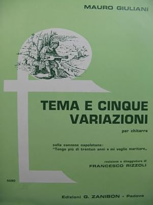 Bild des Verkufers fr GIULIANI Mauro Tema e Cinque Variazioni Guitare 1977 zum Verkauf von partitions-anciennes