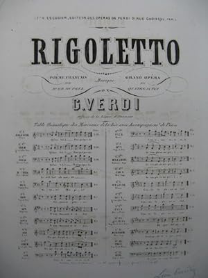 VERDI Giuseppe Rigoletto No 7 Air Chant Piano ca1880