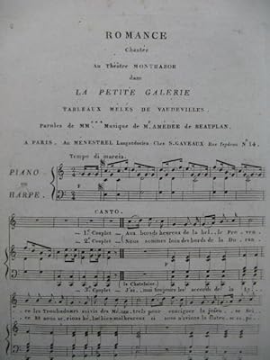 DE BEAUPLAN Amédée Romance La Petite Galerie Chant Piano ou Harpe ca1820