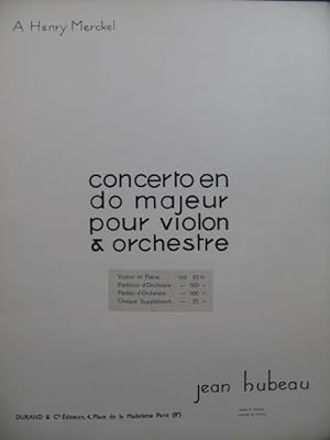 HUBEAU Jean Concerto en do majeur Violon Piano 1941