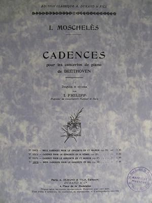 Image du vendeur pour MOSCHELES I. Cadences Beethoven op 58 Piano mis en vente par partitions-anciennes