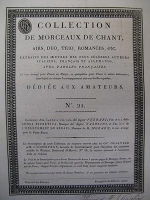 Collection de Morceaux de Chant n° 21 Chant Harpe ou Piano ca1805