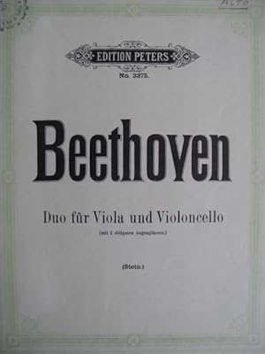 BEETHOVEN Ludwig van Duo pour alto et violoncelle