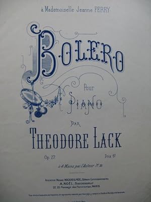 Imagen del vendedor de LACK Thodore Bolro Piano a la venta por partitions-anciennes