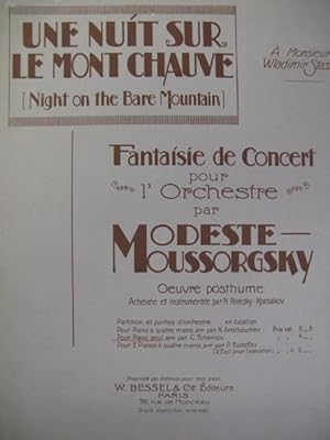 Imagen del vendedor de MOUSSORGSKY M. Une Nuit sur le Mont Chauve Piano a la venta por partitions-anciennes