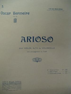 VERMEIRE Oscar Arioso Violoncelle Piano