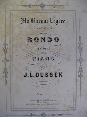 Seller image for DUSSEK J. L. Rondo Pastoral Piano ca1858 for sale by partitions-anciennes