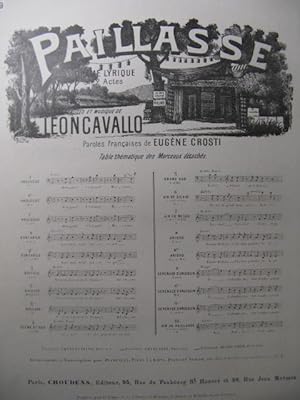 Seller image for LEONCAVALLO Ruggero Paillase No 9 Chant Piano 1893 for sale by partitions-anciennes