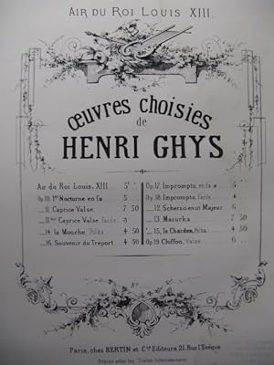 Seller image for GHYS Henri Air du Roi Louis XIII Piano XIXe for sale by partitions-anciennes