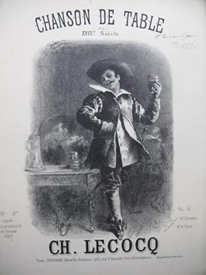 LECOCQ Charles Chanson de Table Dédicace Chant Piano ca1885