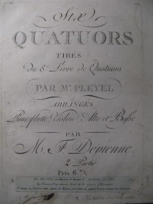 DEVIENNE Quatuors Pleyel Flute Violon 1790