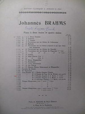 Immagine del venditore per BRAHMS Johannes Presto d'aprs Bach Piano 1929 venduto da partitions-anciennes