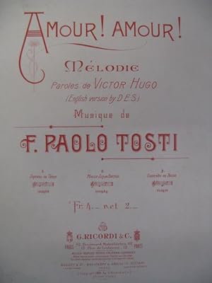 Seller image for TOSTI Paolo Amour ! Amour ! Chant Piano 1900 for sale by partitions-anciennes